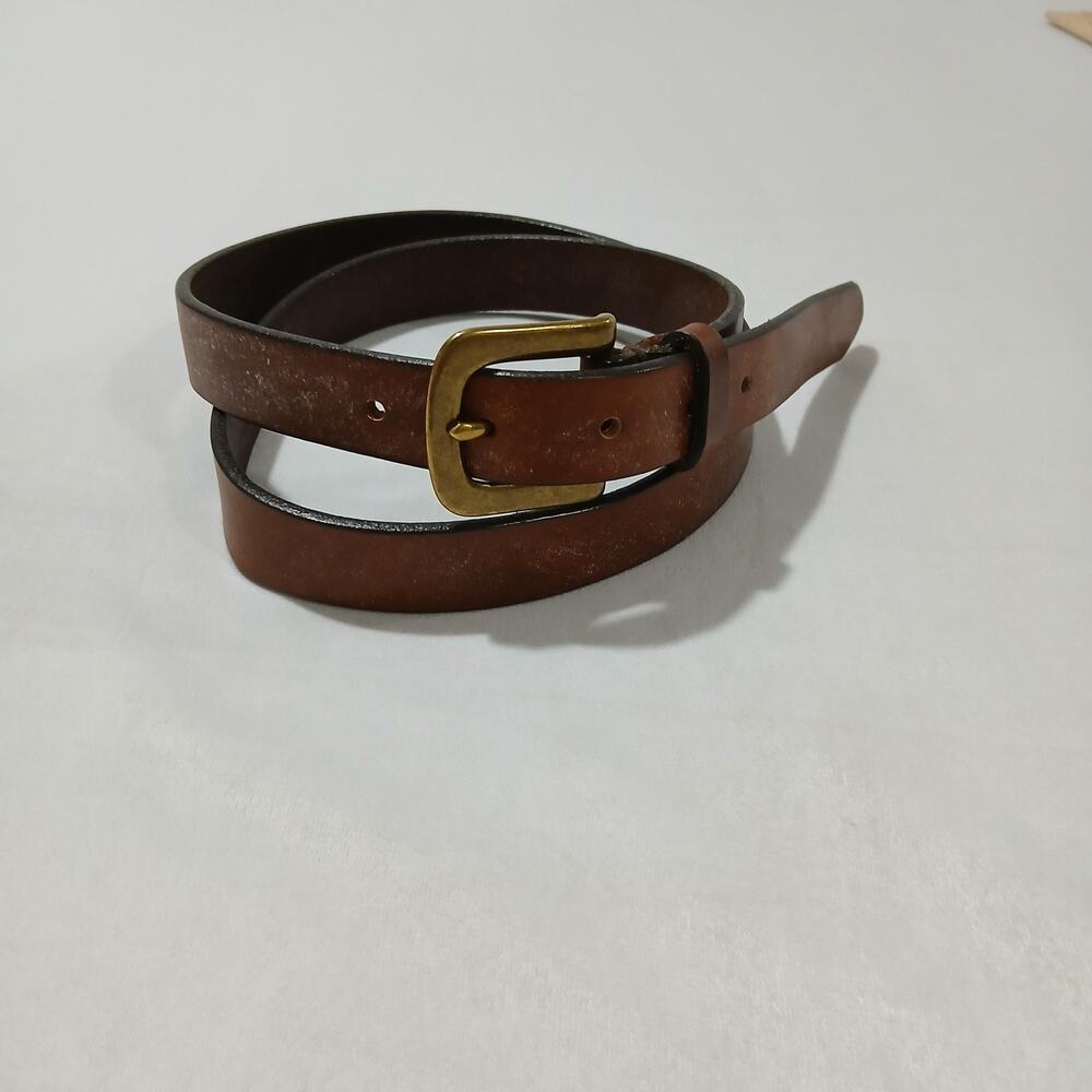 Eddie Bauer Belt Mens XL Brown Genuine Leather Solid Brass Buckle Dress 16-0037